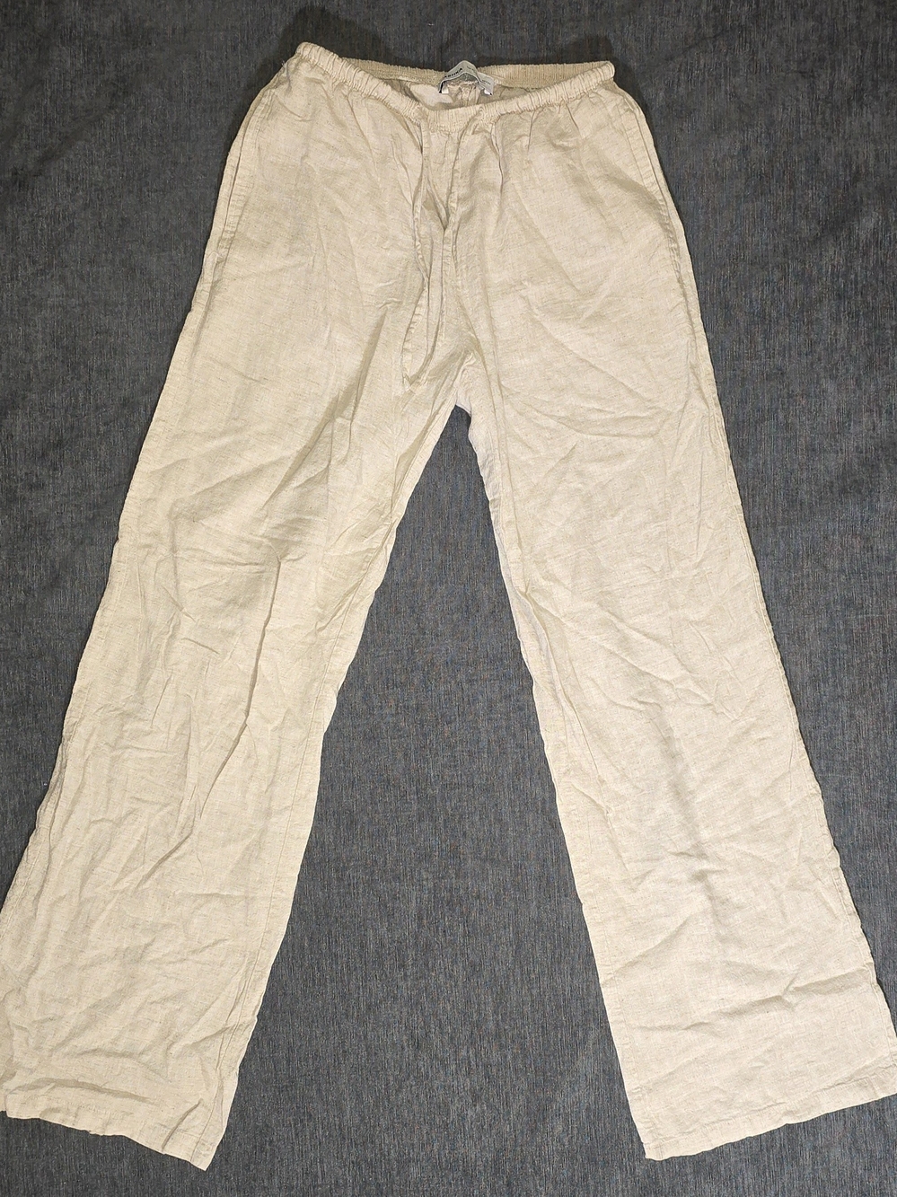 Bershka Linen Blend Drawstring Wide Leg Beach Pants Size XS